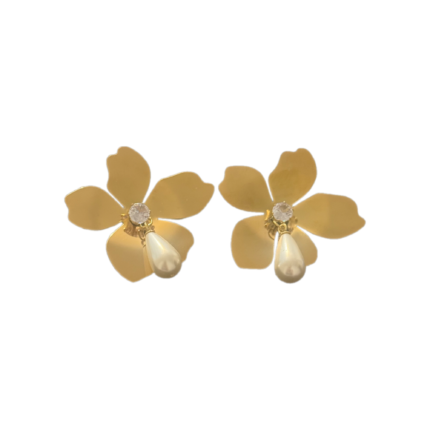 Flower Pearl Drop Earrings