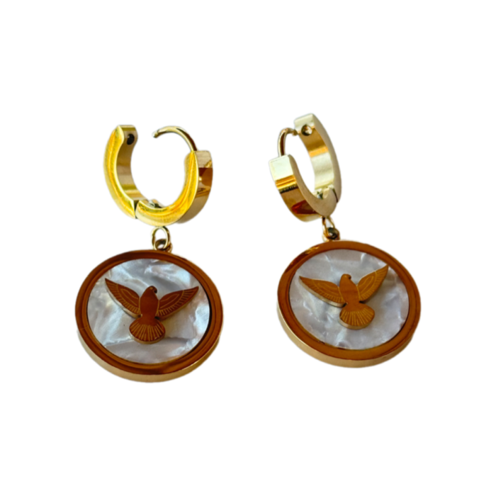 Gold Drop Earrings Bird